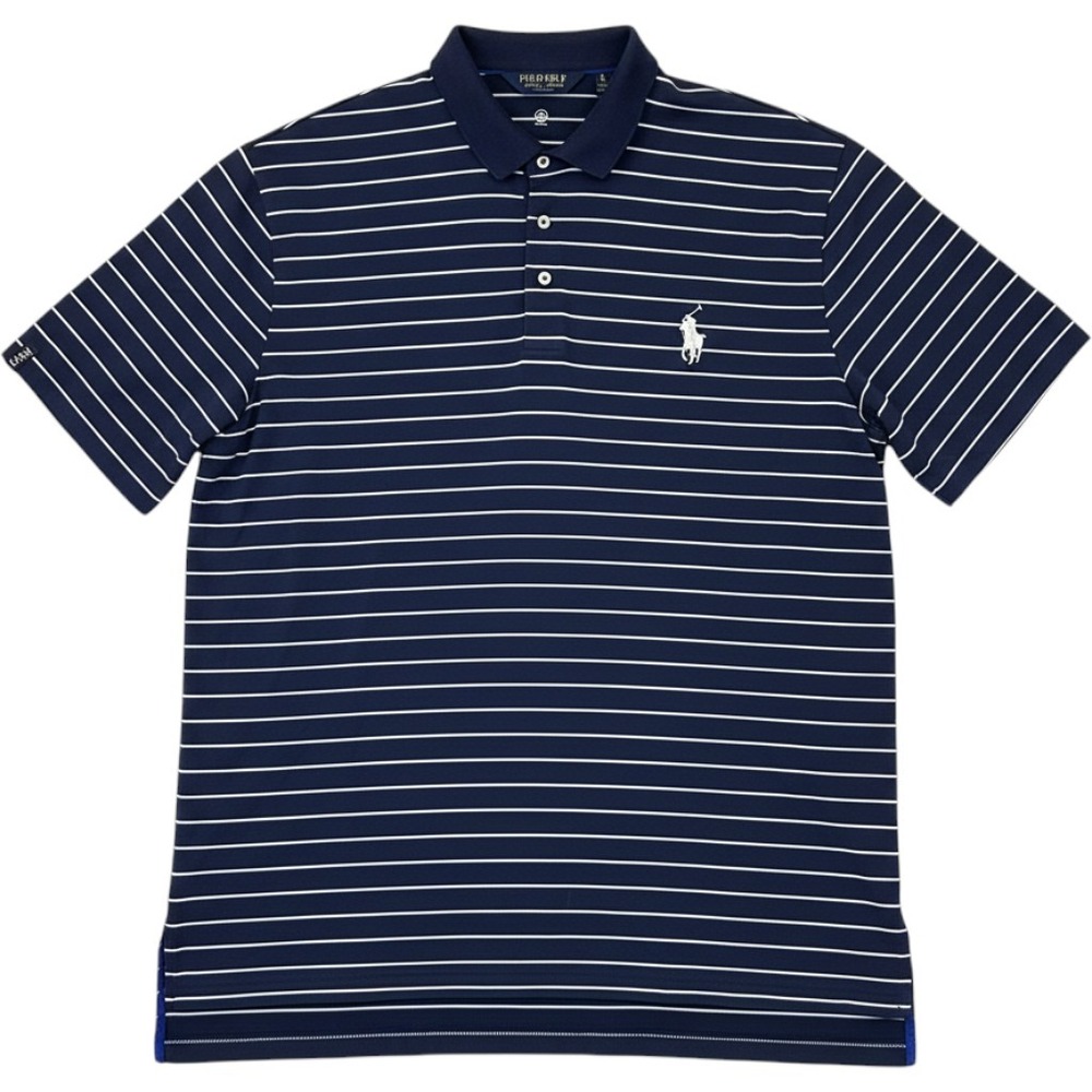 Polo Golf Ralph Lauren Polo Shirt Mens XL Navy Blue Striped Performance Wicking